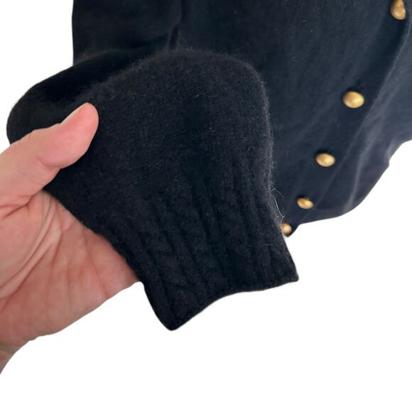 Vintage Black Lambs Wool Cardigan Sweater Womens Sz Medium Gold Button Angora - Picture 9 of 16